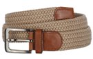 extra wide sand braided stretch belt with gray buckle