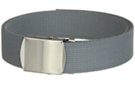 gray wide web belt with military style buckle