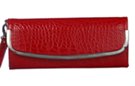 red tri-fold wrist wallet