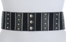 zippers studs and leather canvas high waist stretch belt