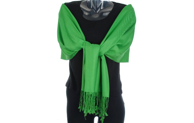 kelly green shawl with fringe