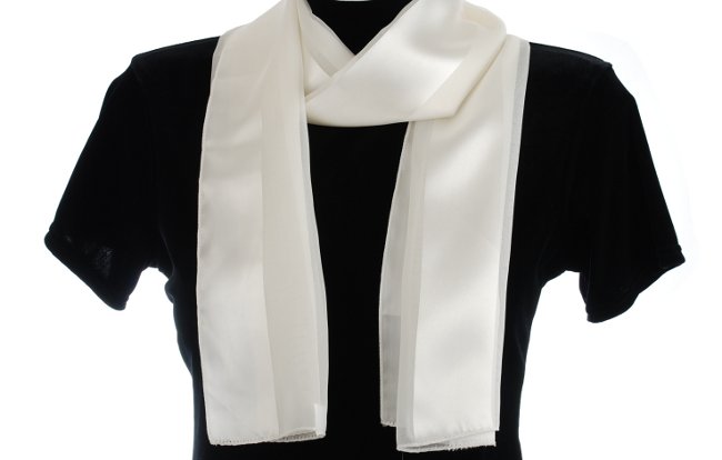ivory satin and sheer belt scarf
