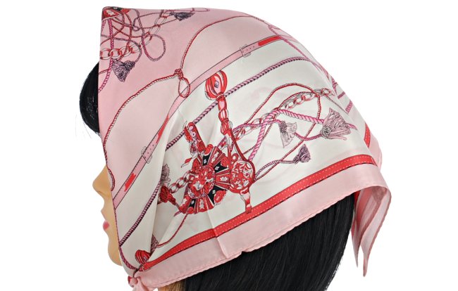 square satin silk scarf, medium and paradise pink